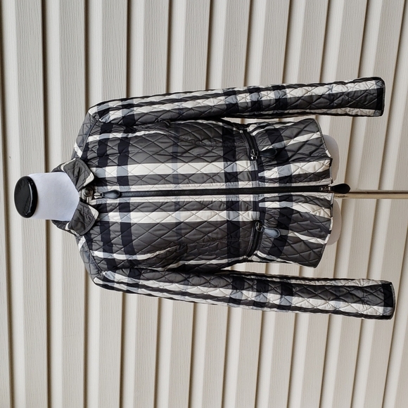 BURBERRY CHECK PLAID PEPLUM QUILTED JACKET